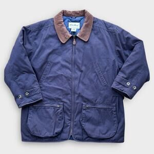 Vintage Eddie Bauer Down Filled Barn Coat Chore Field Jacket Navy Men's size XL